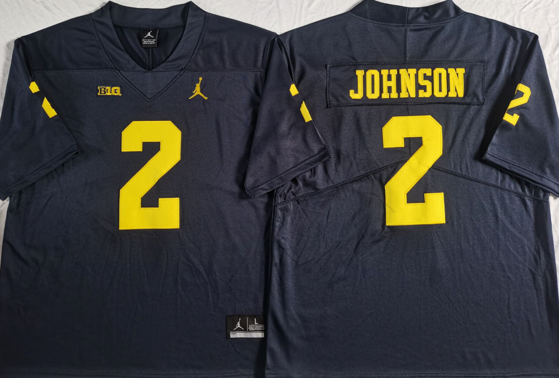 Men's Michigan Wolverines Will Johnson #2 Navy Blue Jersey